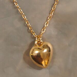 Puff Heart Gold Plated Necklace. New